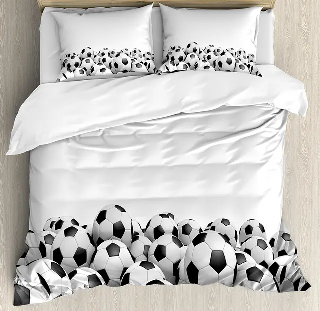 Sports Decor Duvet Cover Set Ilration Of Soccer Ball Sports Decor Duvet Cover Set Ilration Of Soccer Ball Championship Tournament Stadium Exercise Decorative 4 Piece