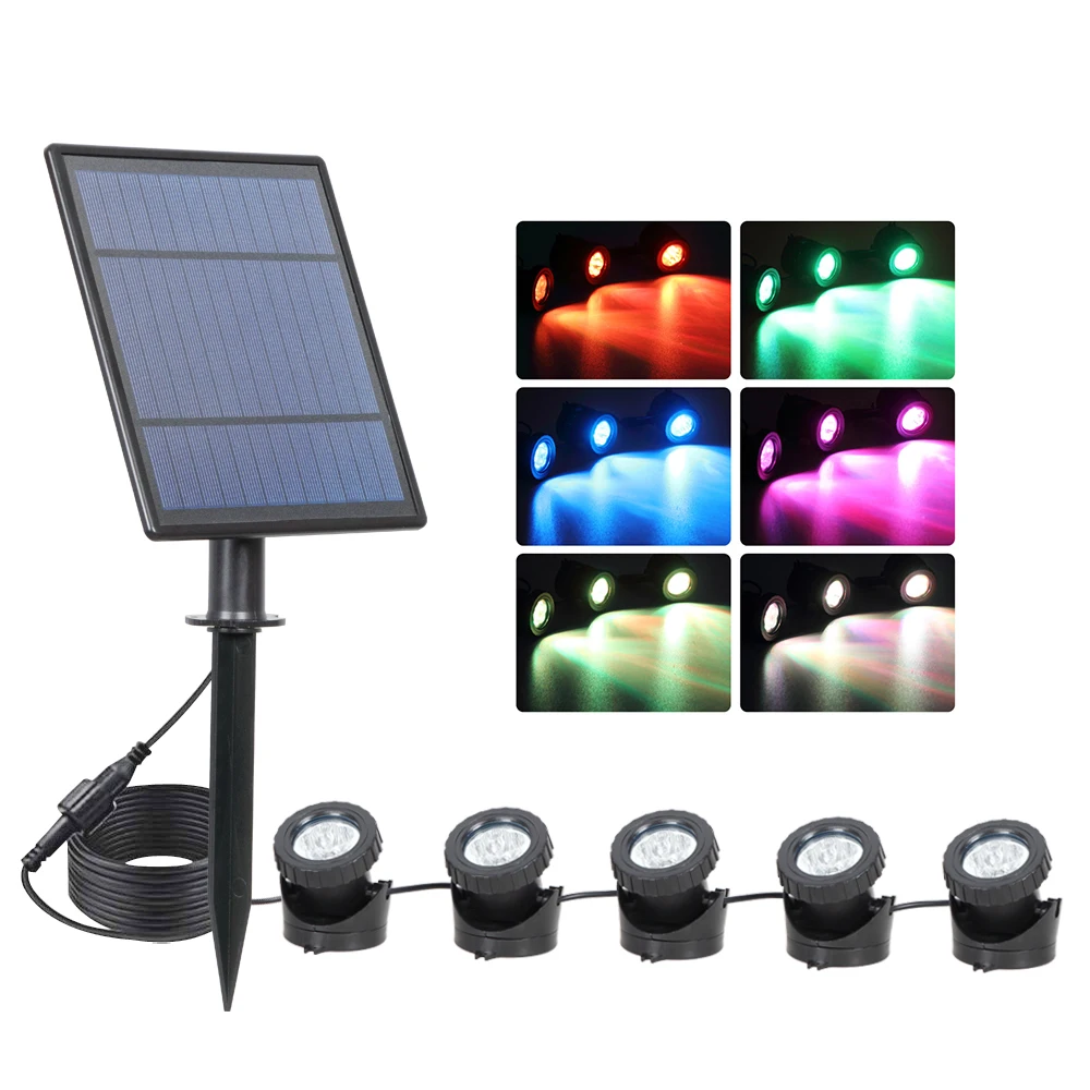 T-SUNRISE Solar Powered 5 lights Outdoor Lighting Solar Light RGB Color Changing LED Lamp Landscape Spotlight for Garden Yard T-SUNRISE Solar Powered 5 lights Outdoor Lighting Solar Light RGB Color Changing LED Lamp Landscape Spotlight for Garden Yard
