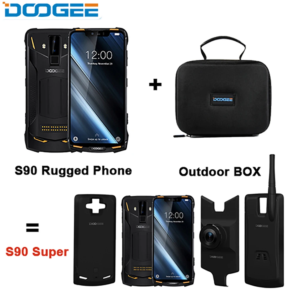 DOOGEE S90 супер коробка прочный мобильный телефон 6,18 дюймов смартфон IP68/IP69K Helio P60 Восьмиядерный 6 ГБ 128 ГБ 3 дополнительный модуль мобильного