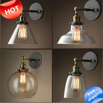 

Free Shipping Loft Vintage Industrial Edison Wall Lamps Clear Glass Warehouse Wall Light Fixtures E27 110V/220V Bedside Lighting