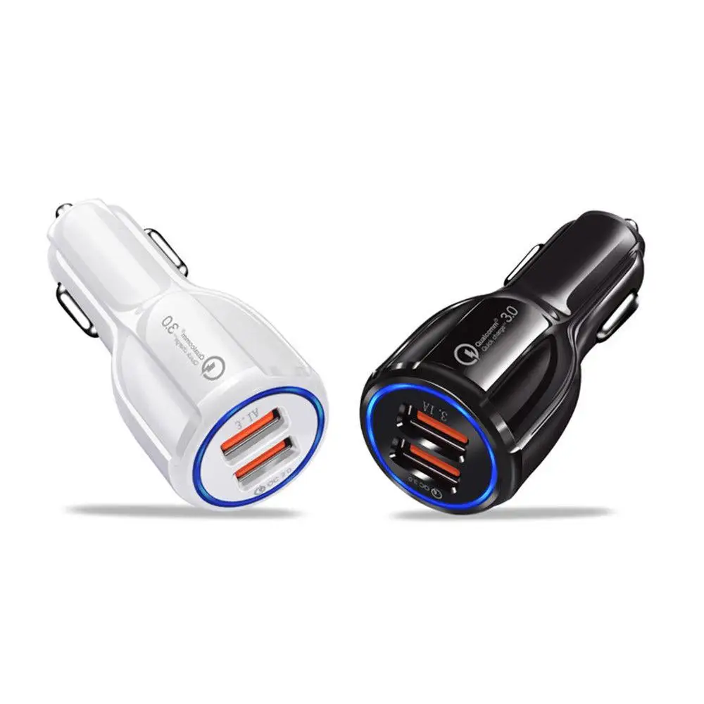 Universal Mobile Phone Charger Adapter Car Charger QC3.0 Certified Quick Charge Dual 2 USB Port QC3.0 Fast Car Charger