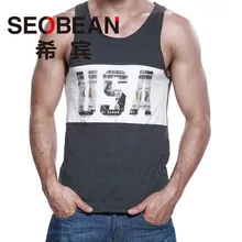 Бренд Seobean мужской жилет Мужской Танк Повседневный Топ летняя известная рубашка Топы с принтом удобный хлопковый жилет
