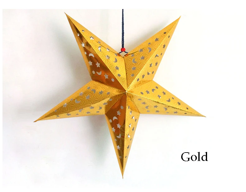 HAOCHU(6 шт./лот) 19 см плиссе в гармошку арбуз бумажные фонари Свадебная вечеринка День рождения фестиваль домашний декор подвесной шар - Цвет: gold star