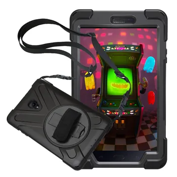 

For Samsung Galaxy Tab A 8.0 2017 T380/T385 Pirate Tablet Case Cover Silicone+PC Kickstand Hard Case With Wrist + Shoulder Strap