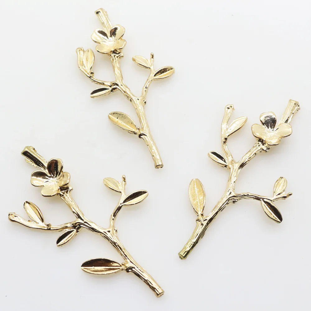 

YWXINXI New 10Pcs 20mm Gold Branches Diy Jewerly Accessories rhinestones pedestal embellishments caps Decoration For Making Gold