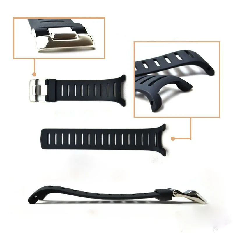 Watch Accessories Soft Rubber Silicone Strap  For SUUNTO  T Series  T1 T1C T3 T3C T3D T4C T4D Men Women's Watch Strap