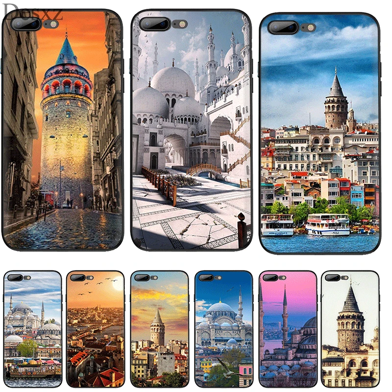 Черный мягкий ТПУ чехол Турция Стамбул Sceneary строительный для iPhone 11 Pro 5 5S SE 6 6s 7 8 Plus