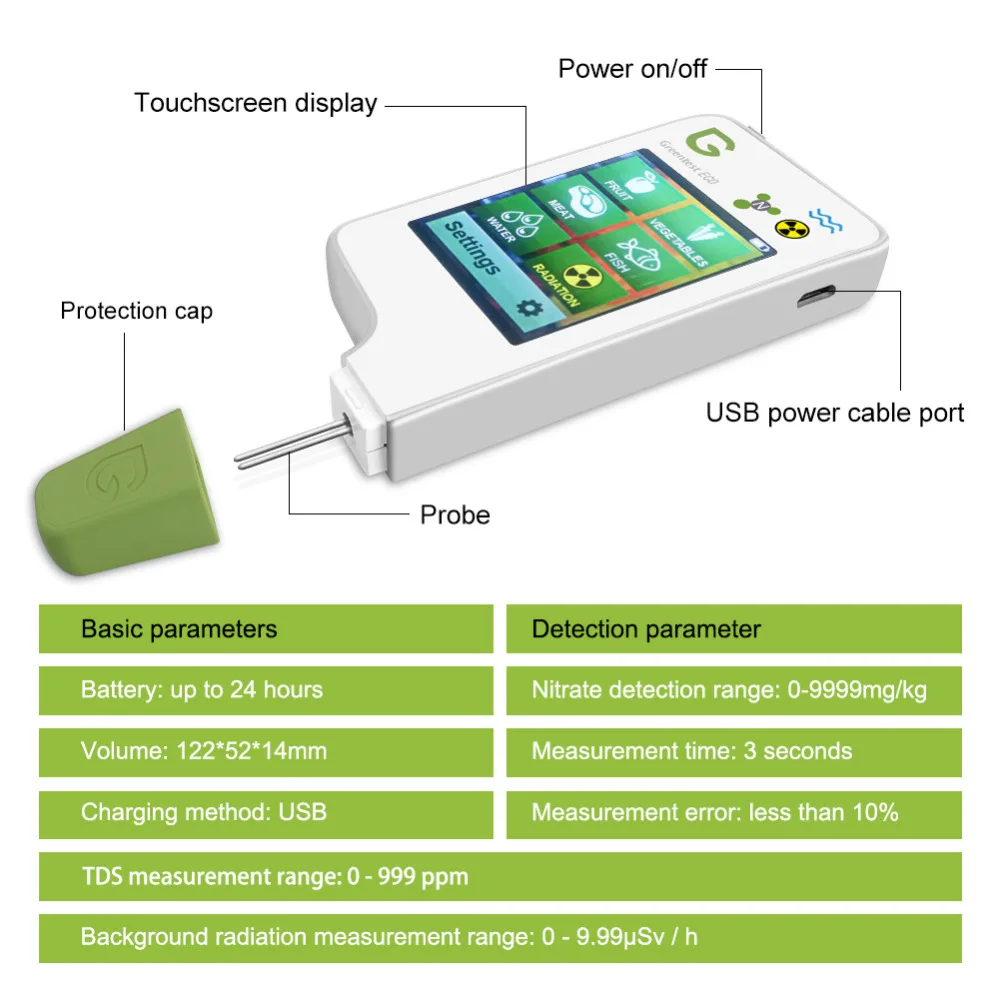 Портативный нитрат воды и излучения детектор для еды, мяса, рыбы нитратный тестер, воды TDS, излучения детектор/здравоохранения