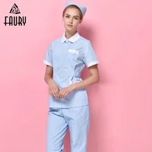 Летняя форма медсестры, медицинская костюм больничной медсестры, Женская медицинская униформа, женская элегантная лабораторная куртка, салон красоты, рабочая одежда, набор