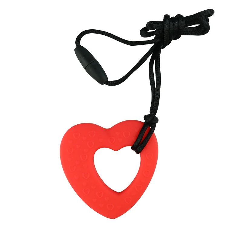 Силиконовый детский Прорезыватель в форме сердца кулон с текстурой Жевательная Прорезыватель зубов игрушка для аутизма СДВГ