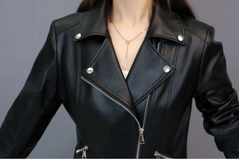 Весенняя женская куртка из искусственной кожи, большие размеры 5XL, модная женская мотоциклетная куртка на молнии с отложным воротником, пальто из мягкой искусственной кожи