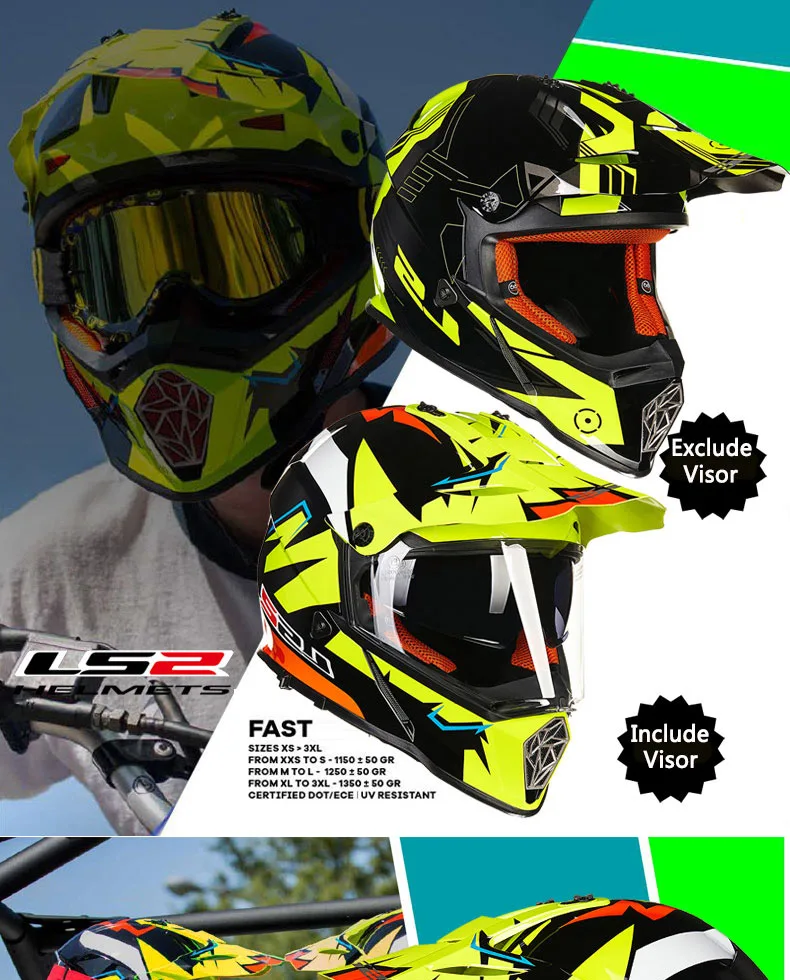 LS2 pioneer MX436 внедорожный шлем мотоциклетный солнцезащитный шлем capacete motoqueiro двойной объектив гоночный шлем для мотокросса