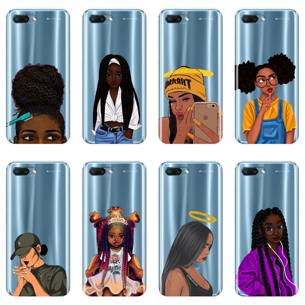 

Phone Case For Huawei Honor 10 9 8 8X MAX 7 7S 7X 7A 7C Pro Black Girl Silicone Soft Back Cover For Huawei Honor 7 8 9 10 Lite