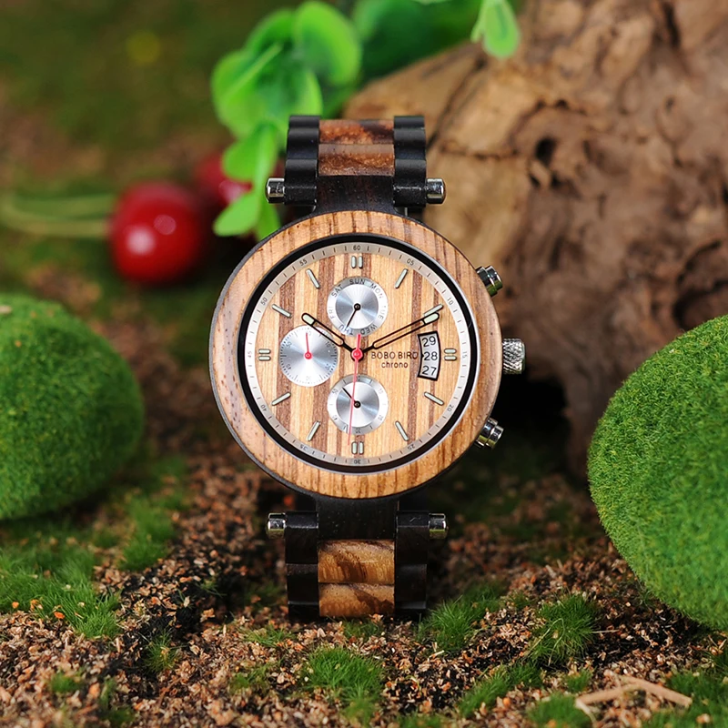BOBO BIRD Multi-function Wooden Band Watches Luxury Brand Gifts Item Men Wrist Watch Male Relogio C-P17 Accept DROP SHIPPING