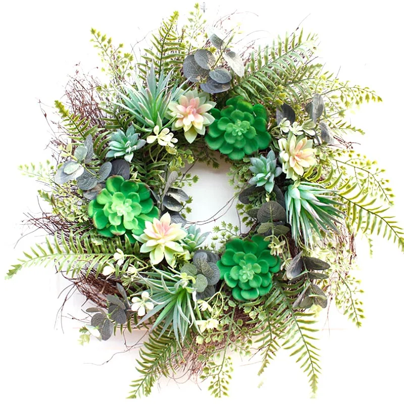

Hanging Artificial Succulent Flower Wreath for Home Garden Front Door Walls Fake Flower Garland Christmas Wedding Decoration