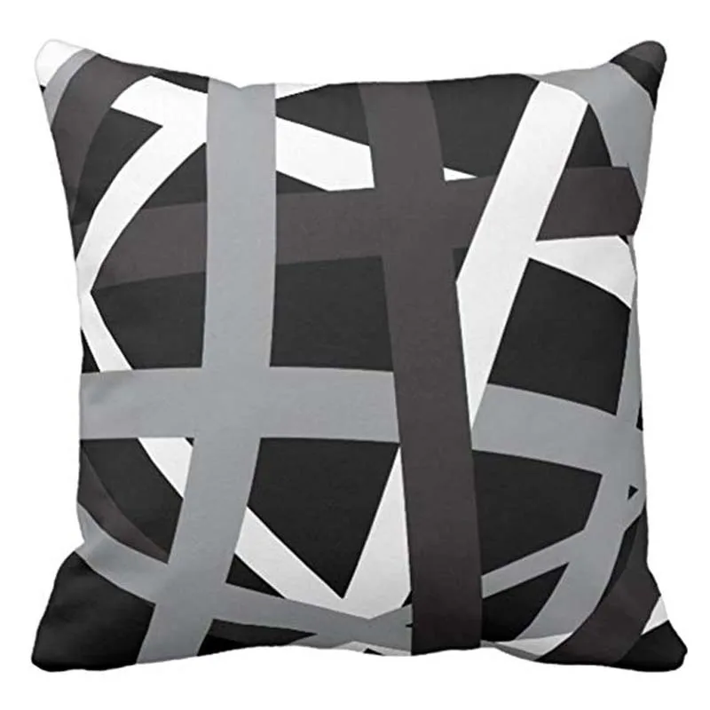 

Throw Pillow Cover Gray Black Stripes Design Retro Decorative Pillow Case Striped Home Decor Square 18 x 18 Inch Cushion Pillowc