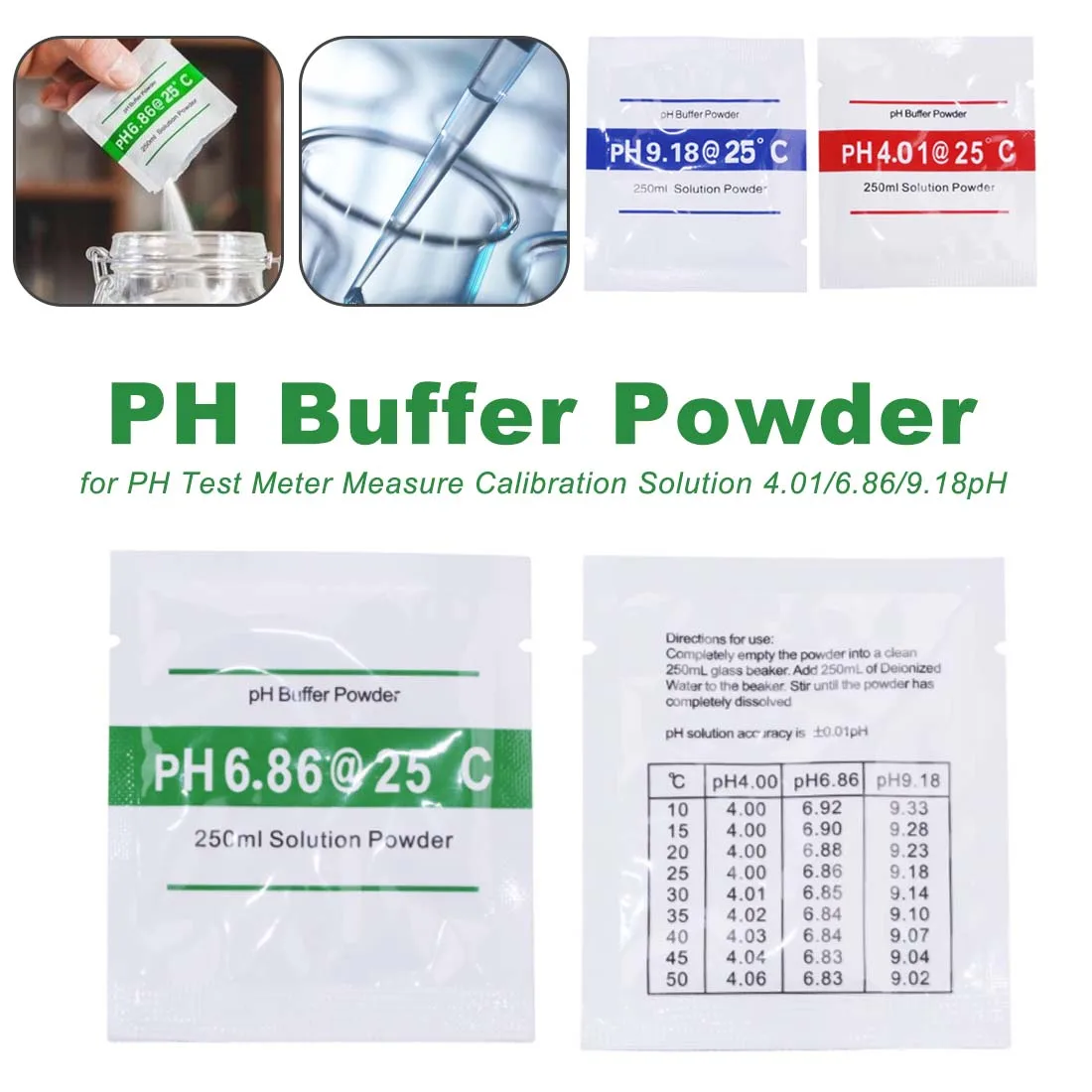 PH meter calibration solution 3pcs/lot PH Buffer Powder Measure