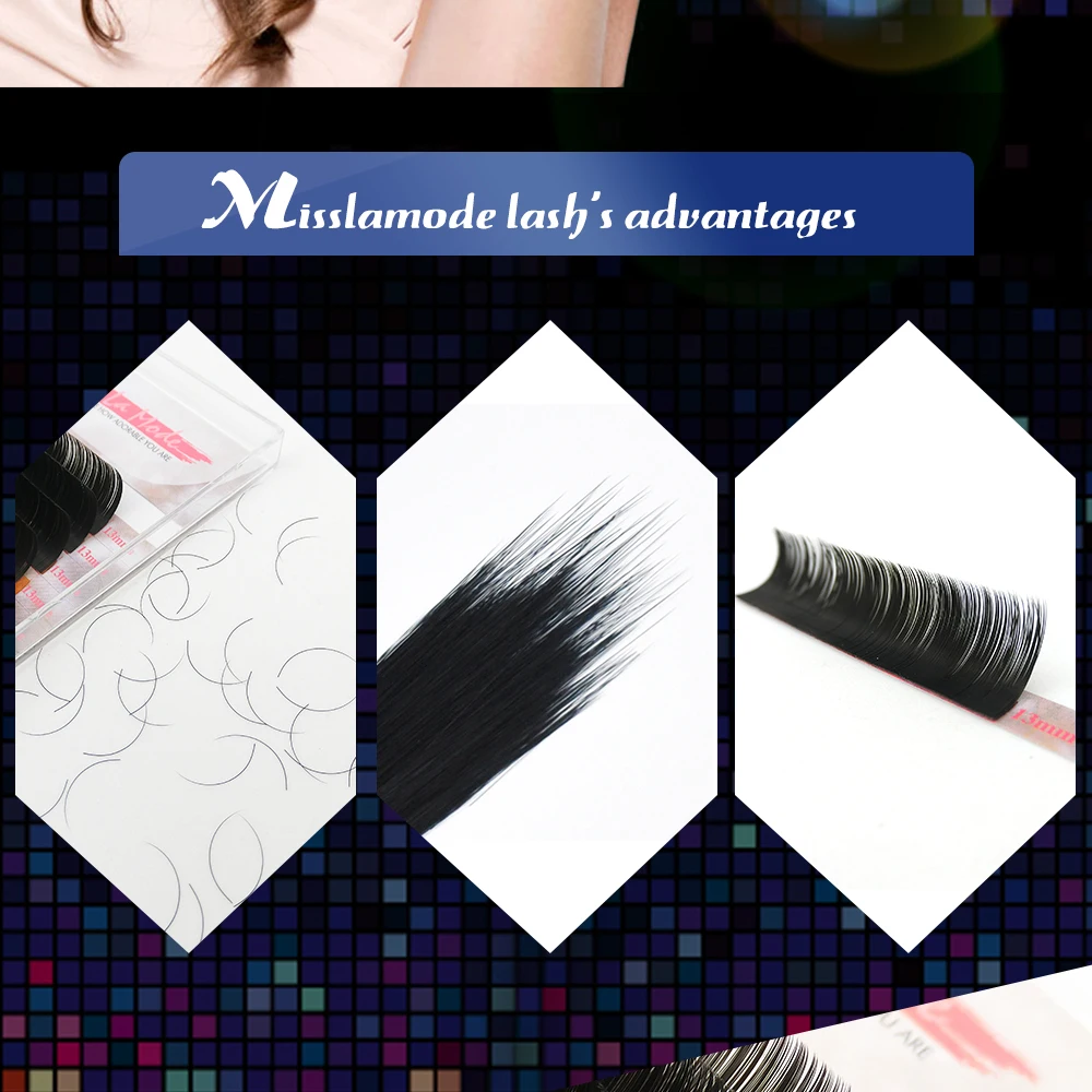 Misslamode 16Rows  individual  eyelashes extension supplies False professional mink  Eyelashes Extensions Lashes materials