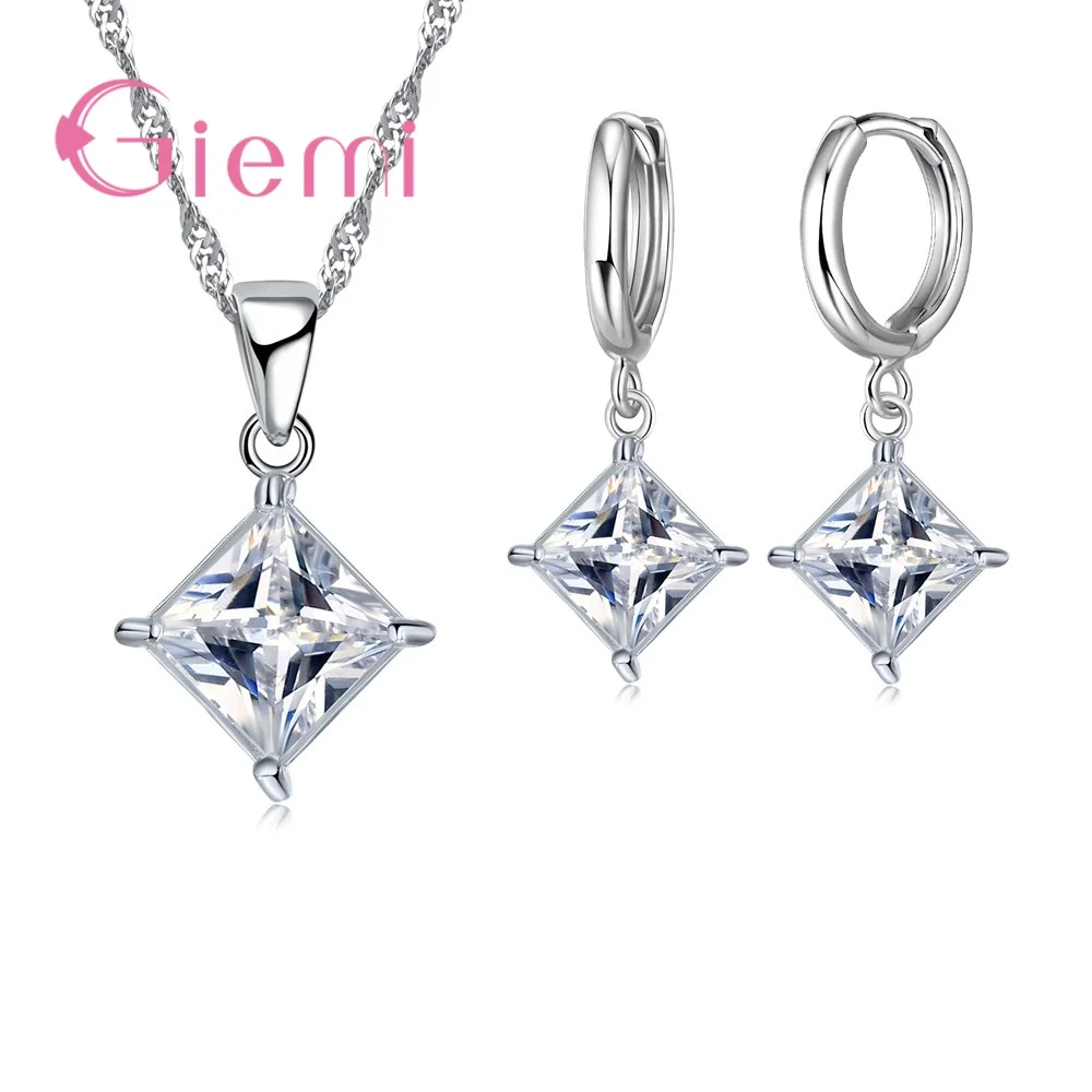 Классические Geomantic Элегантные Женские Ювелирные наборы все цвета AAA+ CZ серебро женская подвеска ожерелье серьги-кольца