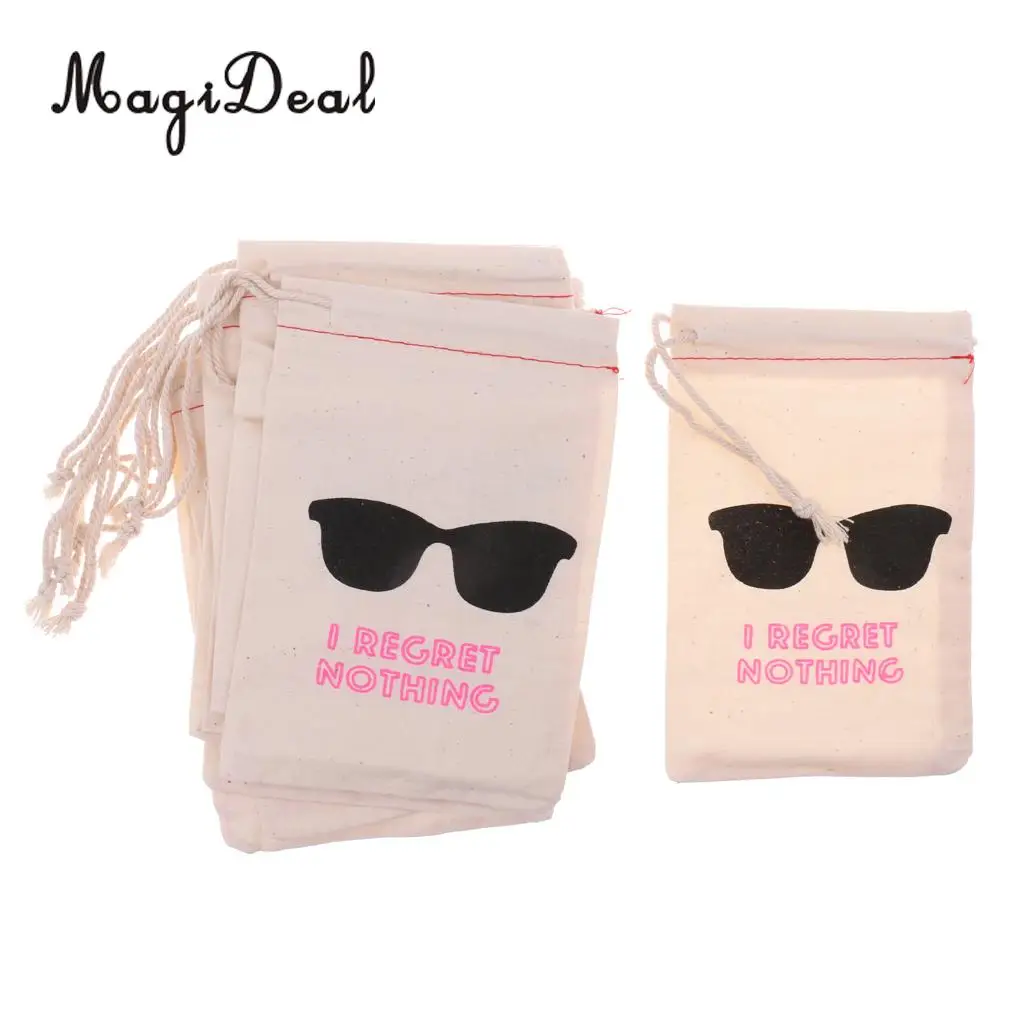 MagiDeal 10x I REGRET NOTHING Cotton Muslin Favor Bags Bachelorette Party Hangover 