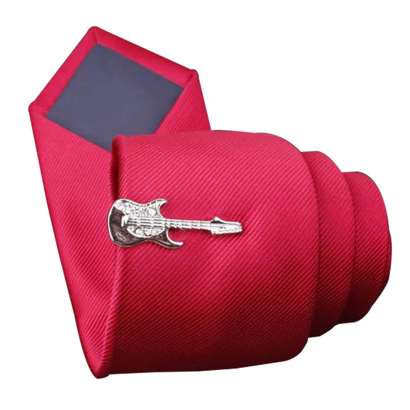 Men's Fashion Metal Tie Clip Silver Guitar Design Neck Tie Bar Clasp