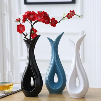 

creative white black ceramic vase living room decoration flower and vase set new home decoration wedding gift flower ornament