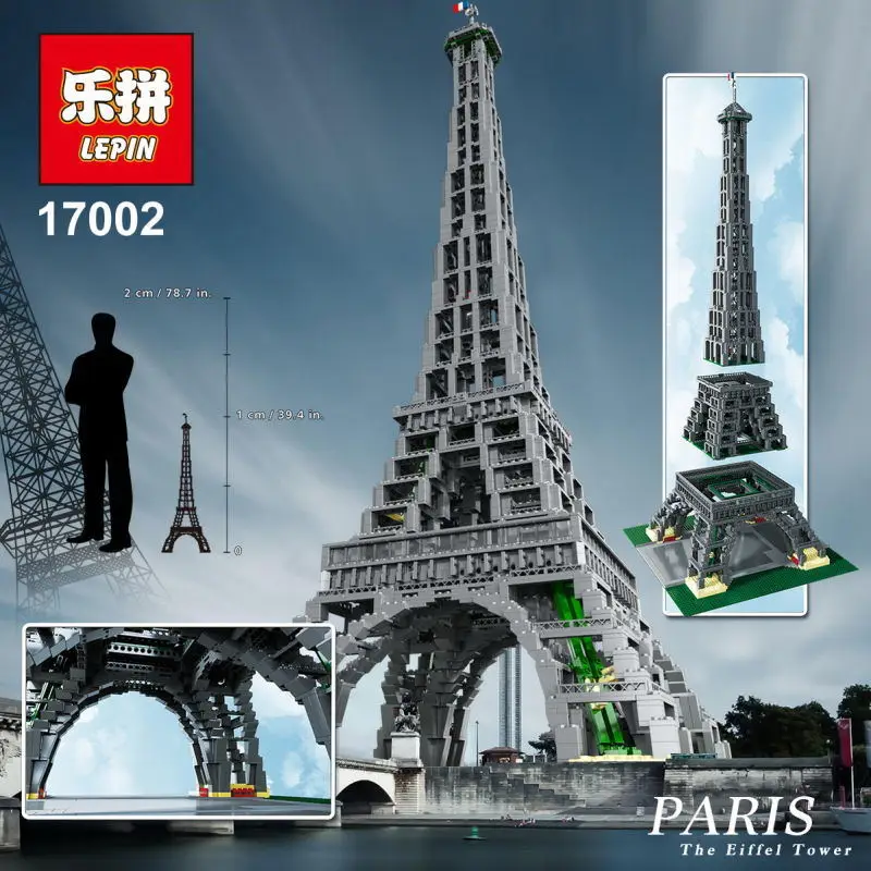 New LEPIN 17002 City Street Creator The Eiffel Tower Model Building Assembling Minifigures Brick Toys Compatible
