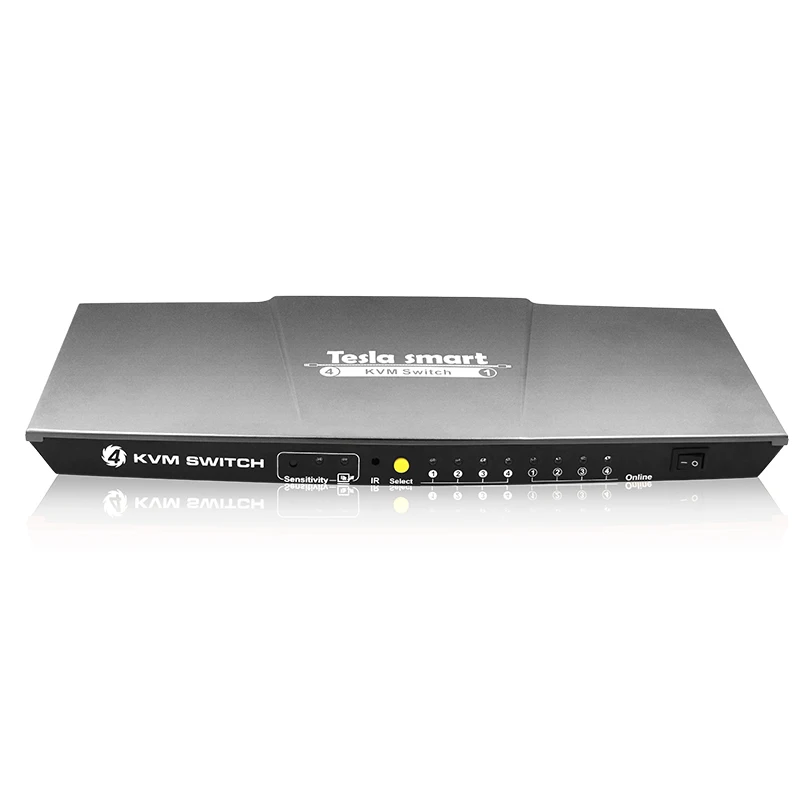 KVM Switch Tesla Smart серый USB HDMI KVM переключатель 4 Порты и разъёмы USB HDMI переключатель Поддержка 3840*2160/4 K*2K дополнительно USB 2.0 Порты и разъёмы