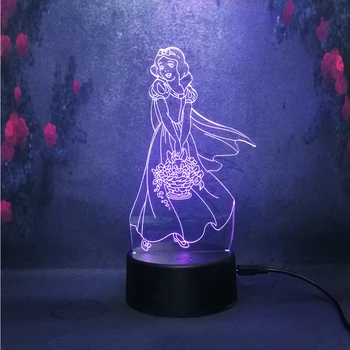 

Free Shipping Beautiful 3D Illusion Pretty Girl Pattern LED Night Lights 7 color changing Touch Table Lamp Girls Kids Room Decor