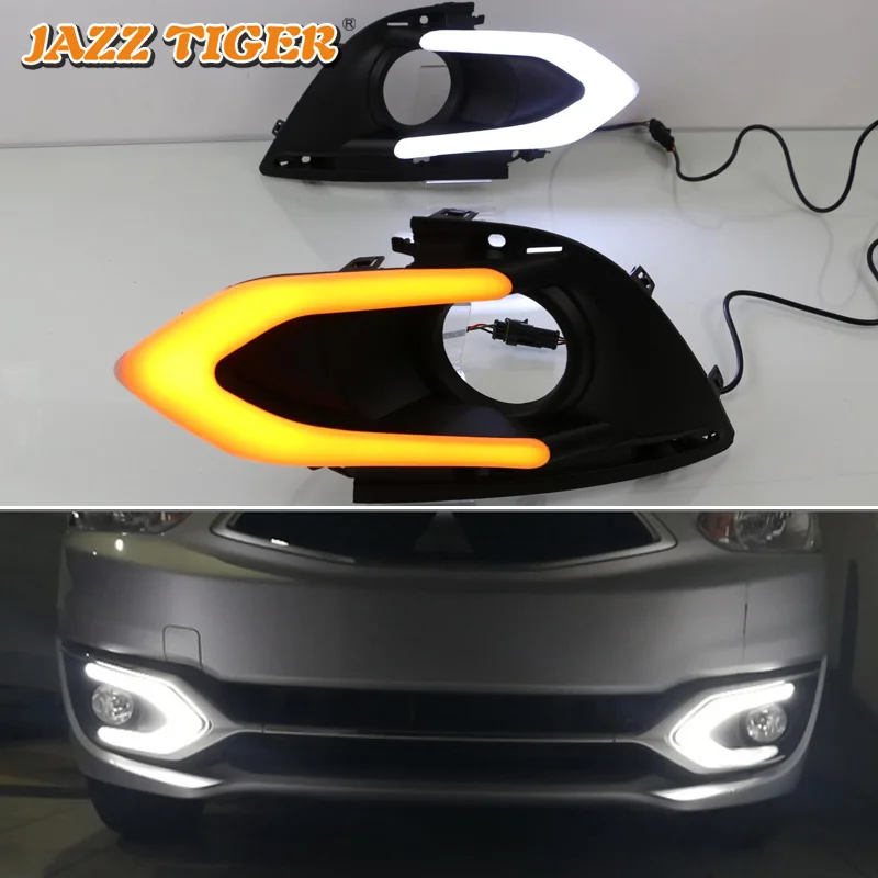 

JAZZ TIGER 2PCS Yellow Turn Signal Function Car Driving Lamp DRL LED Daytime Running Light For Mitsubishi Mirage 2016 2017 2018