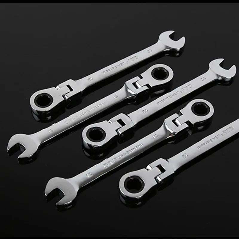 

1pc /6Pcs/set Fixed Head Ratcheting Combination Spanner Wrench Sets Hand Tools Ratchet Handle Wrenches 8/9/10/11/12/13mm