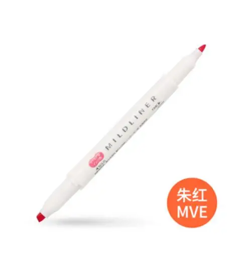 10 шт. Зебра WKT7 MildLiner маркер флуоресцентная ручка с круглым носком/косой двухсторонний школьные офисные принадлежности - Цвет: vermilion