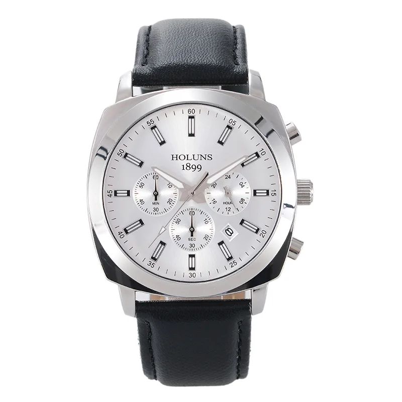 Мужские кварцевые часы HOLUNS, модная топовая фирма, наручные часы, черный большой циферблат, кожа, мужские часы, топовая фирма, роскошные мужские часы - Цвет: YS01 only watch
