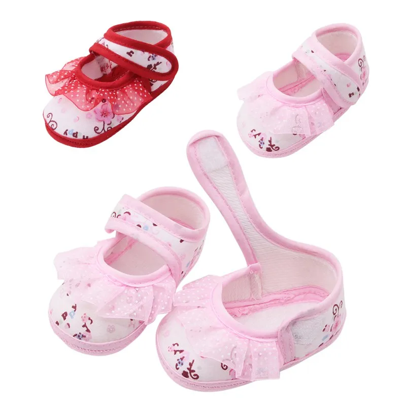 WEIXINBUY Cute Lovely Baby Shoes Toddler First Walkers Cotton Soft Sole Skid-proof Kids infant Shoes Princess Anti-slip Shoes