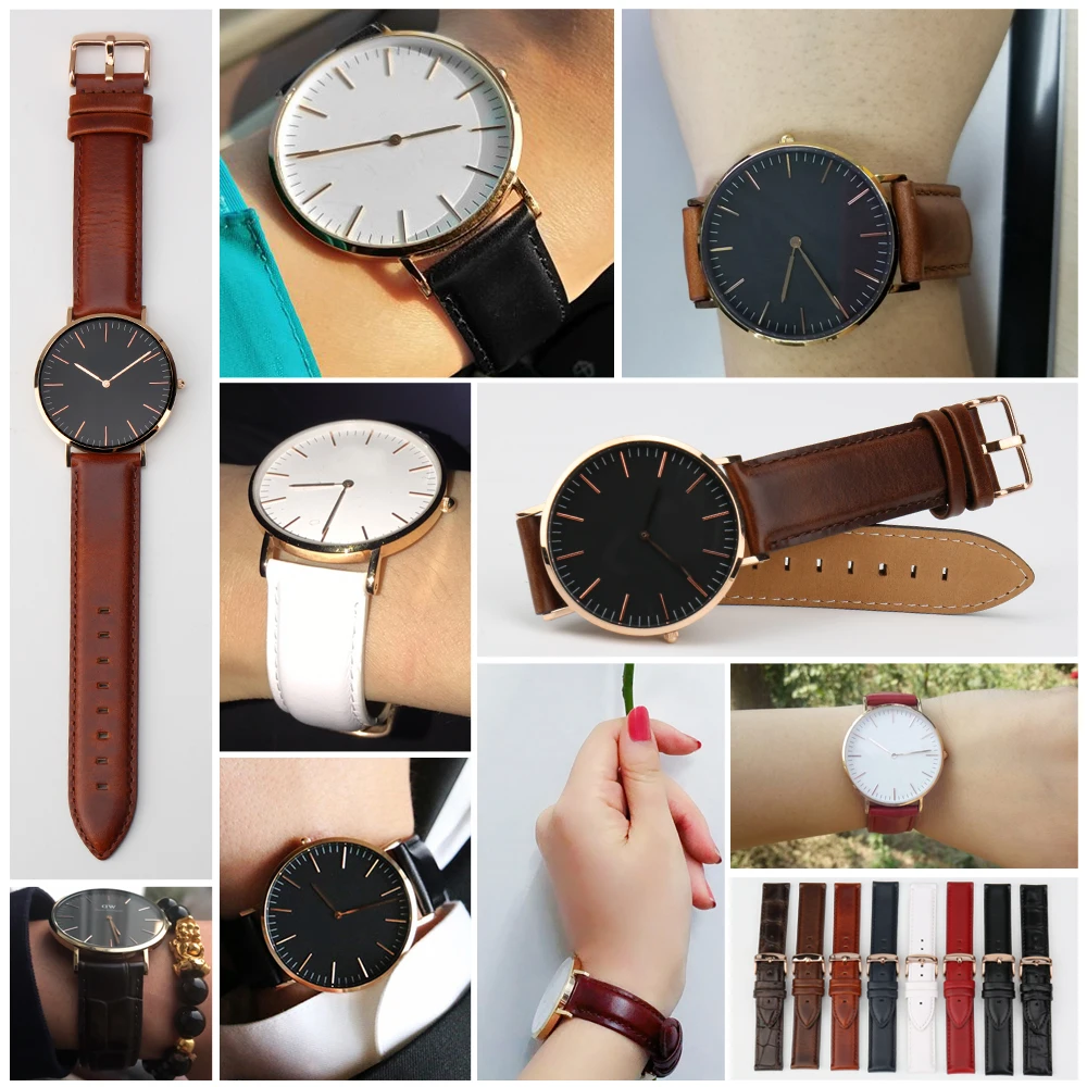 MAIKES Cinturino In Pelle di Moda Bianco Con Oro Rosa Chiusura cinturino  16mm 17mm 18mm 20mm Per DW Daniel Wellington Orologio cinghia|Watchbands| -  AliExpress