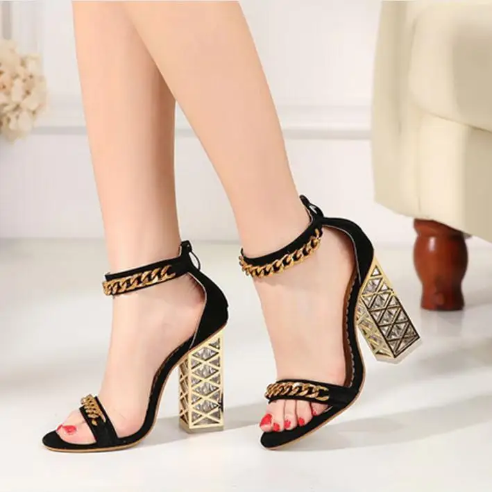

2018 spring and summer new women's shoes crystal with large size thick with sandals open toe women's sandals.