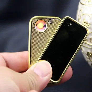 

2PCS/LOT Single Sided Groove Creative USB Rechargeable Metal Electronic Cigarette Lighter