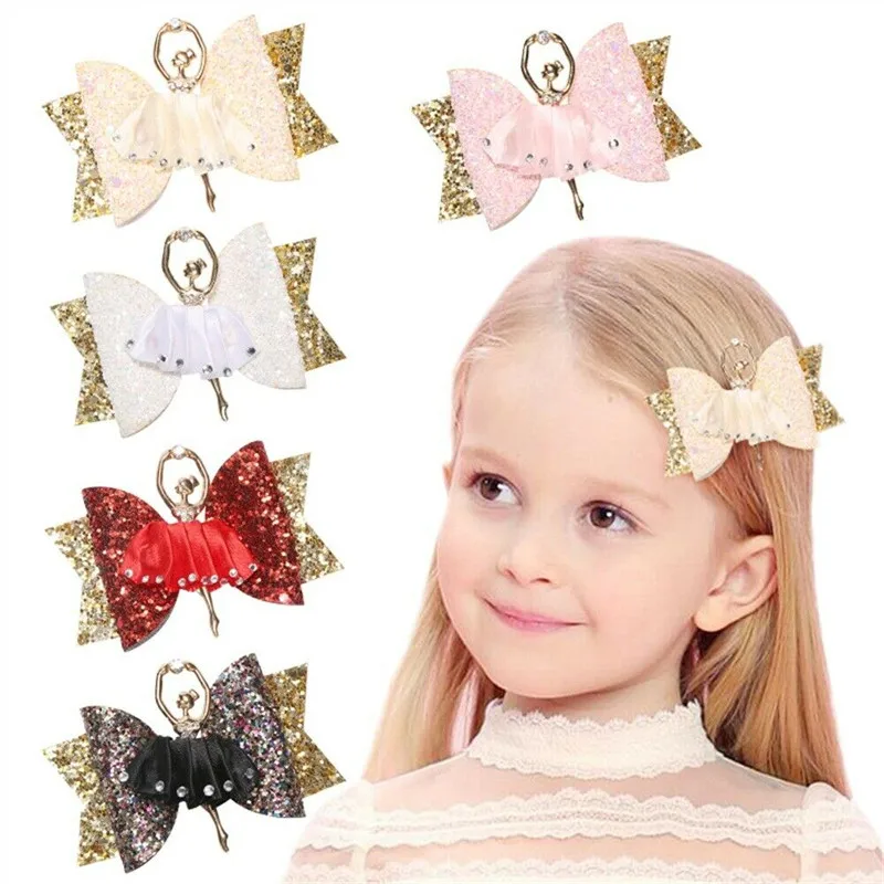 

New Lovely Toddler Kids Baby Girls Hair Pins Rhinestone Glitter Bow Ballet Girl Hair Clip Barrette Princess Hair Accessories