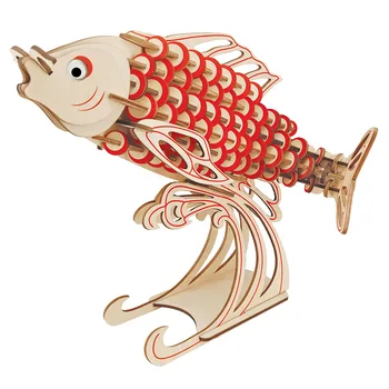 

Fish Shape Handmade toys for children Woodcraft Construction Kit DIY 3 D Wooden Fish
