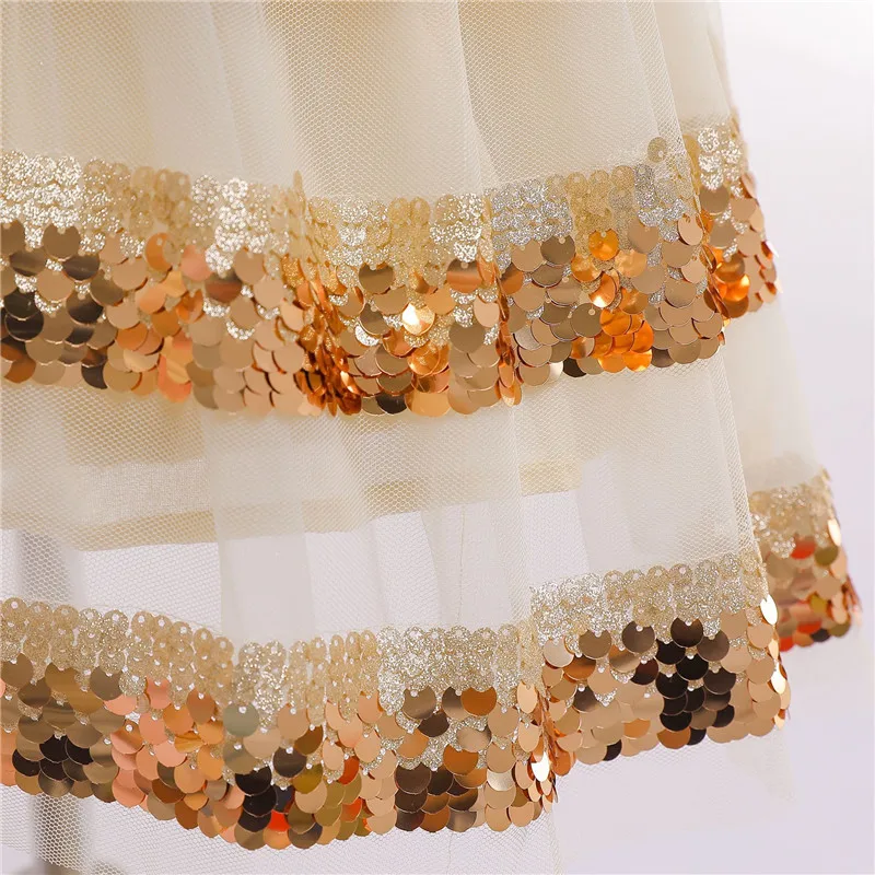 1th, June Childrens's Day Princess Dress Elegant Baby Girls Sequined Cake Dress Beautiful Layered Mesh Bow Belt Formal Dresses14