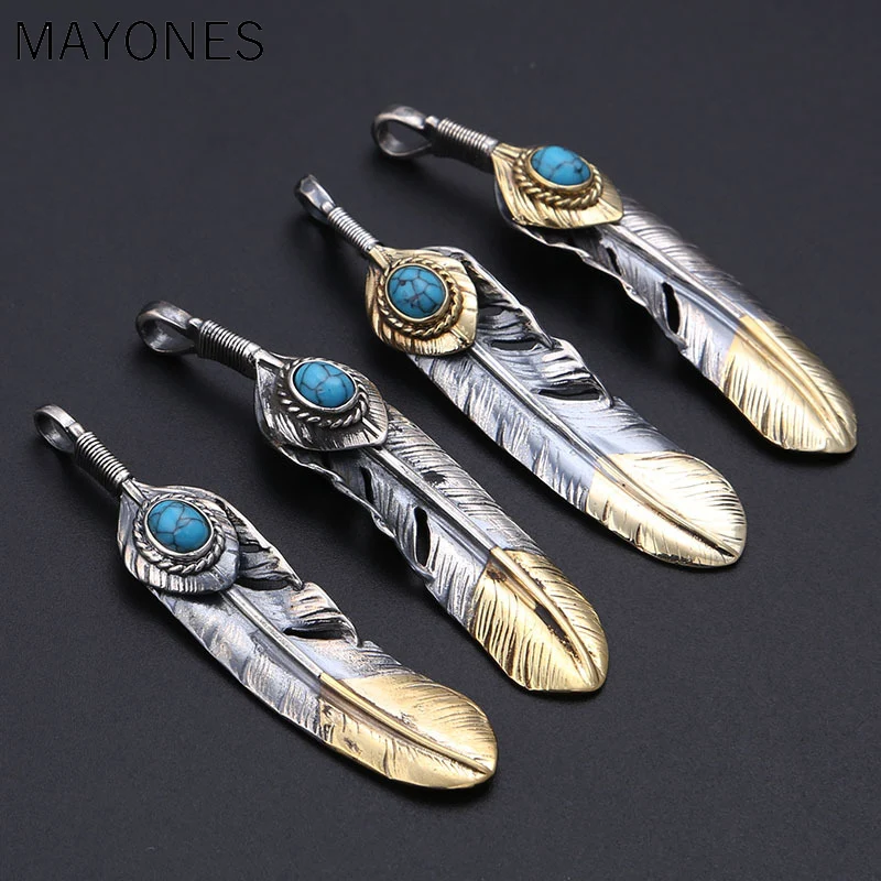 Real 925 Sterling Silver Jewelry 100% Thai Men Women Feather Eagle Natural Stone Pendant | Украшения и аксессуары