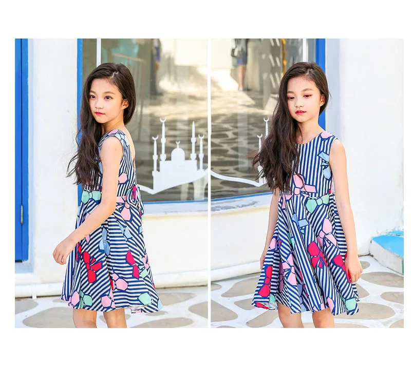 baby girl summer dress 2018 with bow pink blue print teenage children dresses girls 6 sleeveless kids party dresses for girls 4 5 6 7 8 9 10 11 12 13 14 15 years big little baby girl summer dress 2018 princess dress children (7)
