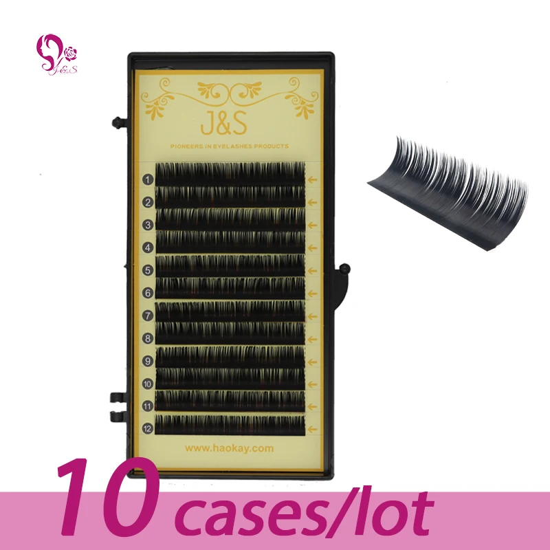 

10pc 0.03 0.05 0.07mm 0.10mm 0.15mm B/C/D Curl Mink Eyelash Extension Thin and Soft Materail J&S Voluming lashes Tray Lash