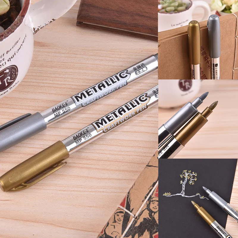

For Party Signing Pen Paper Tag Golden Wedding Decoration Birthday Silvery Photo Album Scrapbooking DIY Metallic Color Pen 1PC