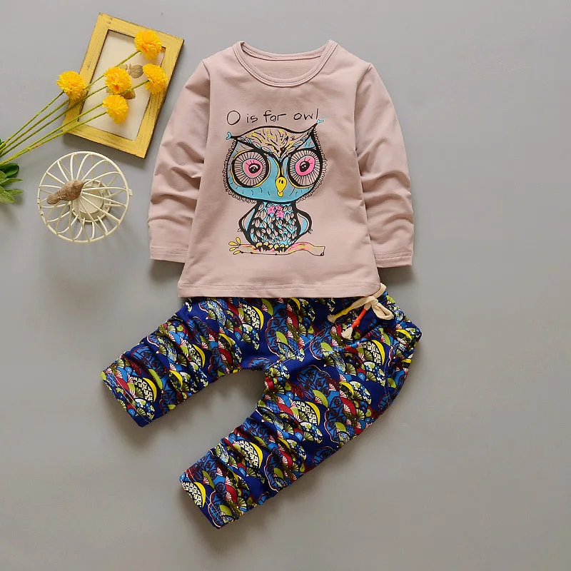 Kids Clothing set 2017 Children Owl pattern Clothe...