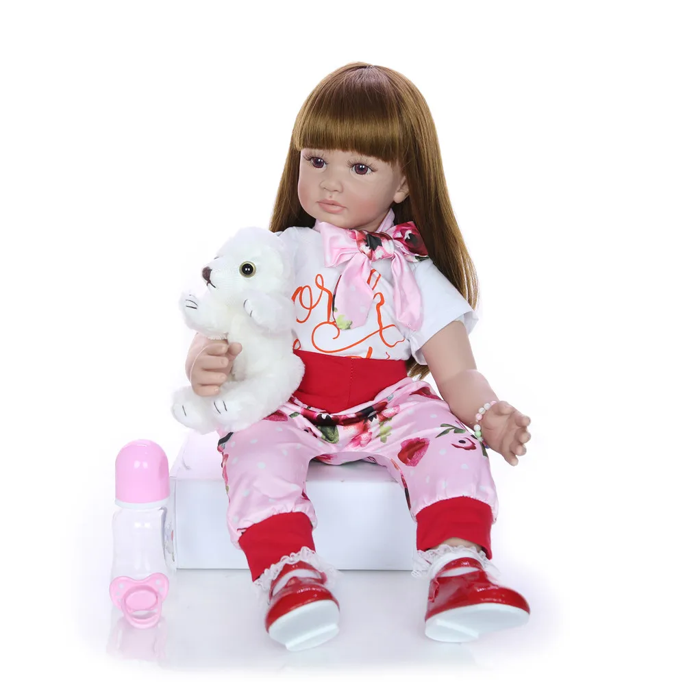 Длинные волосы 60 см bebe Кукла-младенец получивший новую жизнь девушки принцесса кукла мягкая силиконовая виниловая кукла новорожденного малыша куклы игрушки подарок