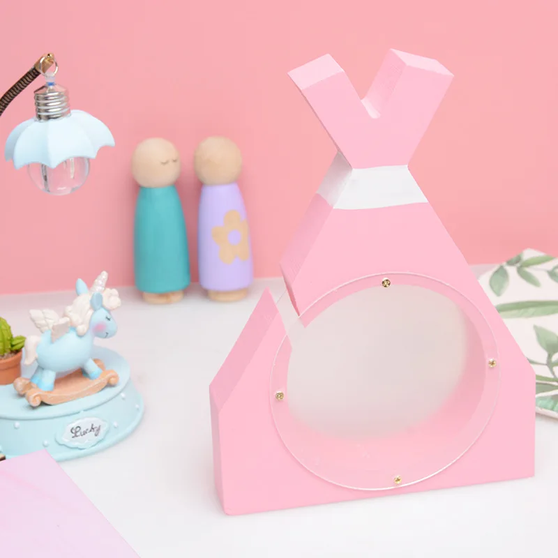 

Volcano Style Pink Wood Piggy Bank Children's Toy Practical Piggy Bank Modern Home Decoration Craft Kids' Bedroom Desk Ornament