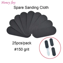 25pcs Refill/Replacement #150 Grit 14.8cm Sanding Cloth Files for Pro Pedicure Feet Care Foot Rasp Double-side in Plastic Handle