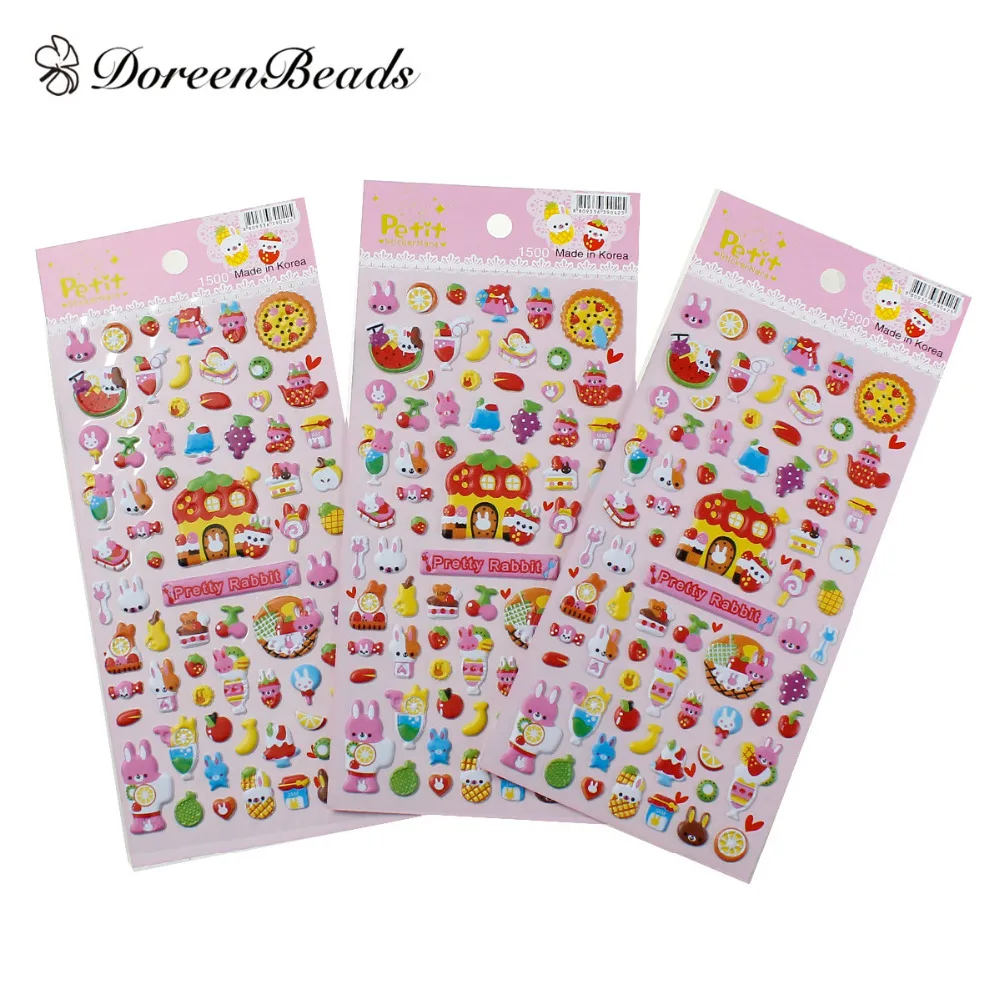 

DoreenBeads Easter Sponge DIY Deco Stickers Pretty Rabbit Fruit Pattern At Random Scrapbooking Craft 17cm x 9cm, 1 Sheet(B74461)