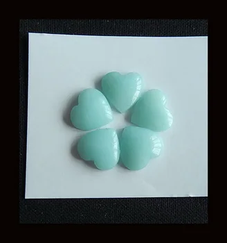 

5 PCS Of Natural Amazonite heart Cabochons,13x14x4mm,6.0g